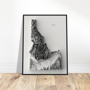 Mapa de elevação de Idaho, impressão topográfica de arte de parede, arte cartográfica, decoração vintage para casa e escritório, presente para exploradores