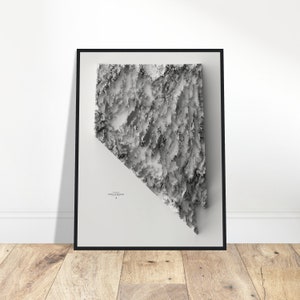Hoogtekaart Nevada, topografische kunst aan de muur, cartografiekunst, vintage decor voor thuis en op kantoor, cadeau voor ontdekkingsreizigers