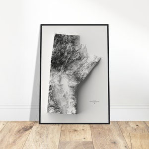 Carte d'altitude de la province du Manitoba - impression topographique d'art mural, art de la cartographie, décoration vintage pour le bureau et la maison