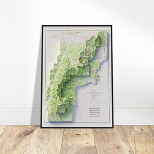 Kaart Bryce Canyon National Park - topografisch reliëf, wanddecoratie voor ontdekkingsreizigers, cadeau voor geschiedenis- en aardrijkskundeliefhebbers