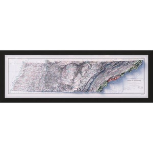 Carte routière du Tennessee, impression en relief vintage, affiche 2D effet 3D, art mural sur papier d'archives, cadeau unique d'explorateur