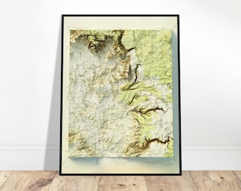 Sedona Arizona Karte - Vintage Topographisch Relief Druck, Wand Kunst, Einzigartiges Wohndekor, Geschenk für Entdecker