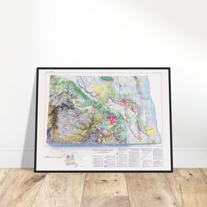 Carte géologique du Dakota du Nord - Relief topographique détaillé - Décoration murale pour les explorateurs et les voyageurs - Cadeau pour les passionnés d'histoire