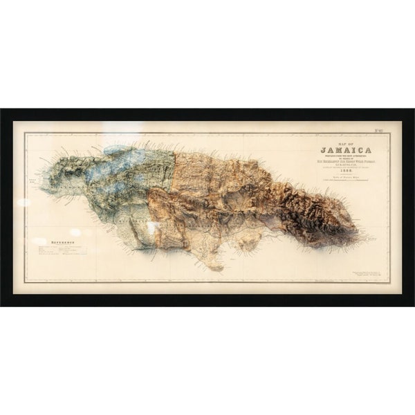 Jamaica Topography Map, 3D Rendered 2D Poster, Unique Home & Office Decor, Perfect Gift for Explorers and History Buffs