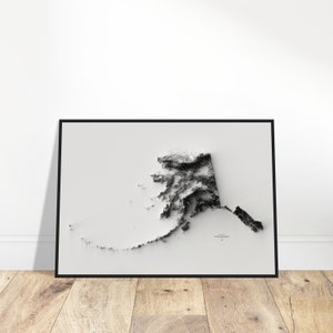 Hoogtekaart Alaska, topografische kunstprint aan de muur, cartografiekunst, vintage decor voor thuis en op kantoor, cadeau voor ontdekkingsreizigers
