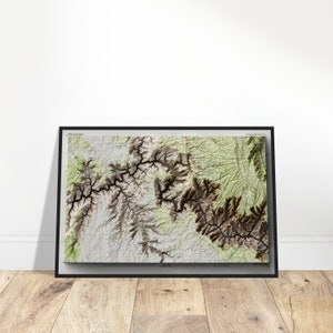 Grand Canyon Arizona - Wand Kunst Druck, Höhen Details, Vintage Décor, Topographie Kunst, Poster Druck, Reliefkarte