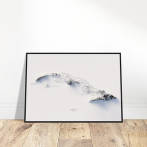 Mapa de elevação de Cuba - Decoração de parede de arte em relevo topográfico minimalista, decoração de escritório em casa, presente para viajantes