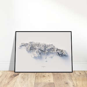 Jamaika Höhenkarte - Minimalistische Wandkunst, Haus- und Bürodekor, ideales Geschenk für Kartenbegeisterte & Geographie-Liebhaber