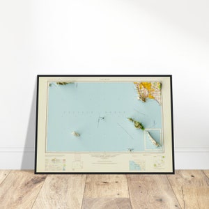 Carte de Long Beach en Californie - impression en relief vintage, décoration murale topographique ombragée, cadeau pour explorateur ou passionné d'histoire