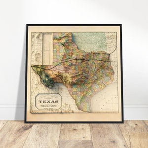 Texas Topographische Reliefkarte - Atemberaubende Wandkunst für Reiseliebhaber, Geschenk für Kartensammler und Geschichtsliebhaber