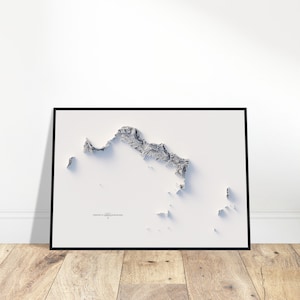 Turks- und Caicosinseln Elevation Map - Minimalistisches topographisches Relief, Wanddekorkunst, Karte & Geographie-Liebhaber Geschenk