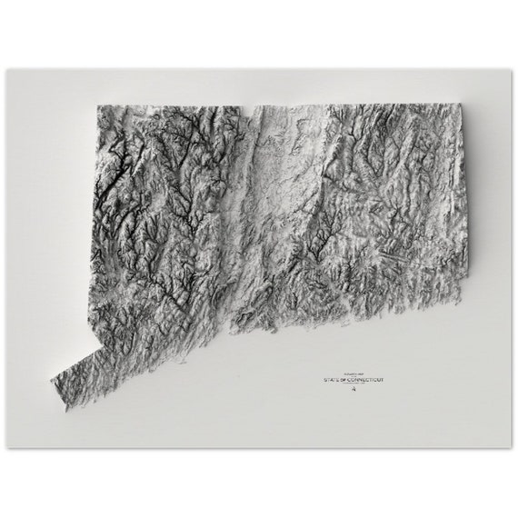 Connecticut Elevation Map Etsy