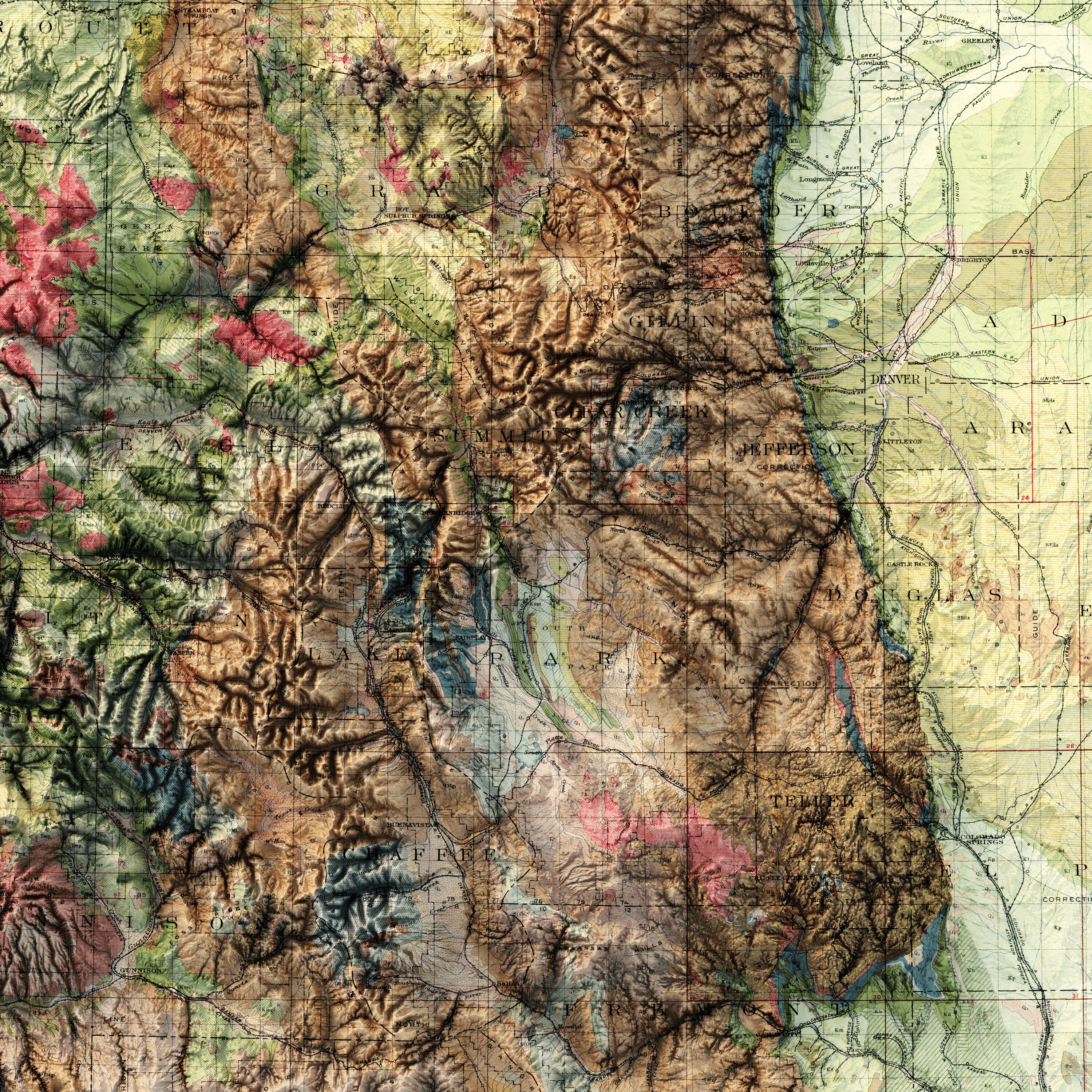 Colorado Geology Map – Topographic Relief Map Art, Vintage Cartography ...