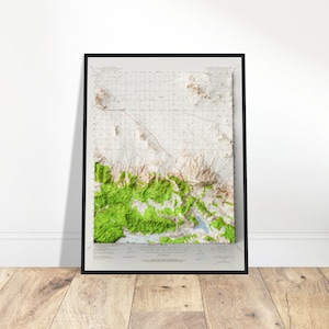 Big Bear Topographische Karte, Relief Wandkunst, Vintage Stil Wohnkultur, Entdecker Abenteuer Geschenk, Einzigartiger Kartendruck