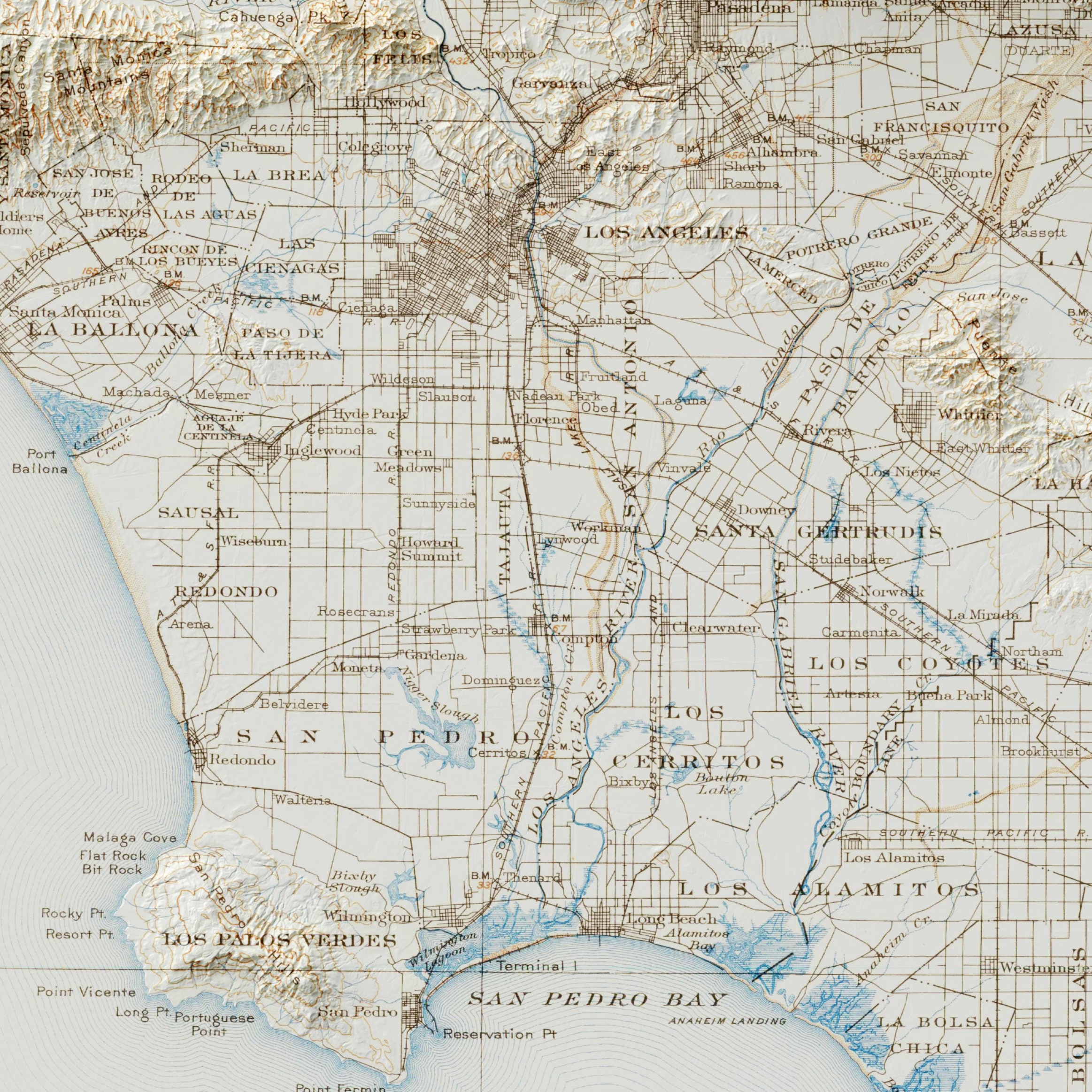 Southern California Relief Map - Vintage Decor, Topographic