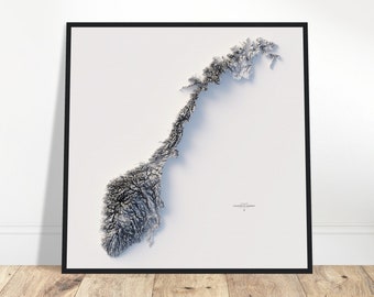 Norway Elevation Map - Stunning 2D Elevation Wall Art, Perfect for Home Decor & Office Display, Great Gift Idea