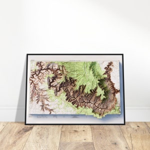 Mapa do Parque Nacional do Grand Canyon, Impressão de Arte de Parede, Mapa Topográfico, Presente de Geologia, Decoração Vintage, Parque Nacional