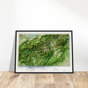 Knoxville Tennessee Topographische Reliefkarte - Haus- und Bürodekor, perfektes Geschenk für Entdecker und Geschichtsliebhaber