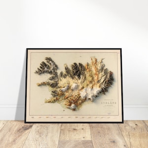 Mappa geologica dell'Islanda - Rilievo topografico dettagliato, decorazione murale unica, regalo per esploratori e appassionati di storia