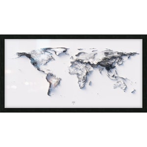 Weltkarte / Höhenkarte - Einzigartige Weltkarte, Kunstwerk, auffällige Wanddekoration für Zuhause/Büro, Geschenk für Abenteurer