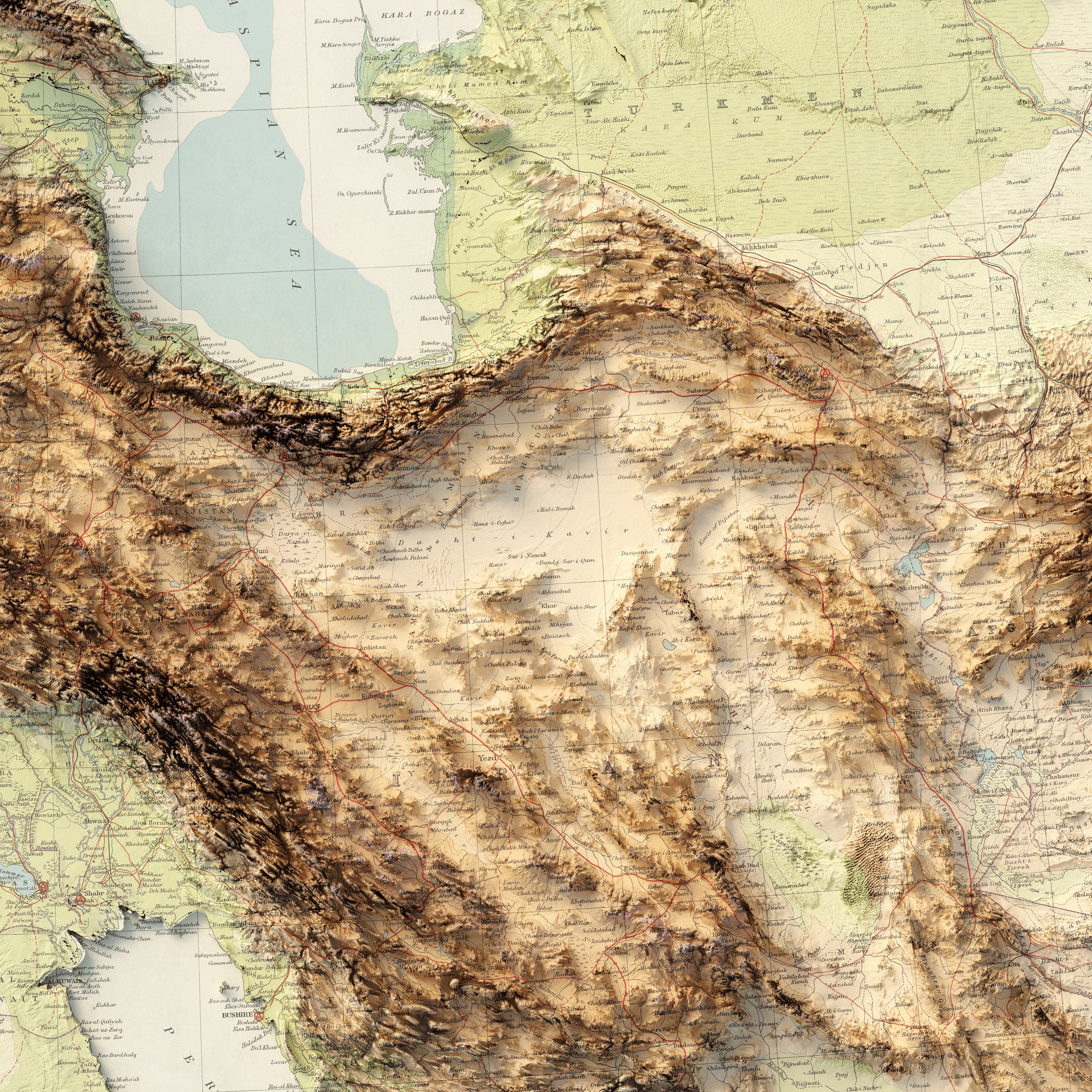 Middle East Topography Map – Vintage Shaded Relief Print, Regional