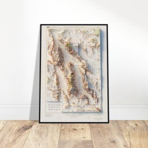 Kaart Death Valley National Park - uniek interieur, ideaal cadeau voor liefhebbers van avontuur en liefhebbers van geografie