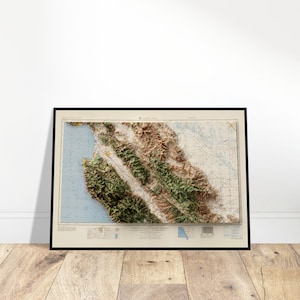 Carte de Santa Cruz en Californie - impression en relief vintage, art topographique, décoration d'intérieur pour la maison et le bureau, cadeau pour explorateur