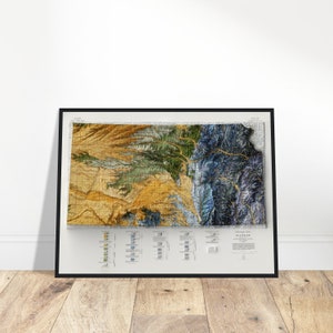 Carte géologique du Kansas, impression d'art mural, relief topographique, cadeau géologie, carte 3D, décoration vintage pour la maison et le bureau