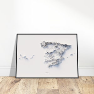 Spain Elevation Map - Beautiful Landscape Wall Art, Elevate Your Home or Office Decor, Perfect Gift for Map Enthusiasts