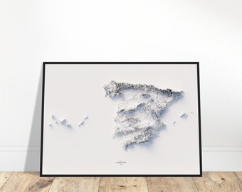 Spain Elevation Map - Beautiful Landscape Wall Art, Elevate Your Home or Office Decor, Perfect Gift for Map Enthusiasts