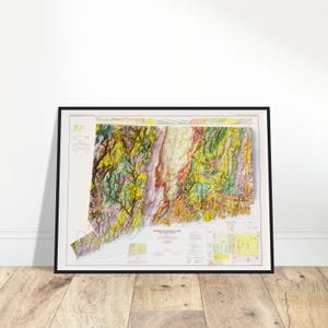 Carte géologique du Connecticut, impression d'art mural, relief topographique, cadeau géologie, carte 3D, décoration vintage pour la maison et le bureau
