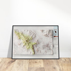 Mapa de Las Vegas Nevada - Impressão de arte em relevo vintage, decoração de parede topográfica sombreada, presente para exploradores ou entusiastas da história