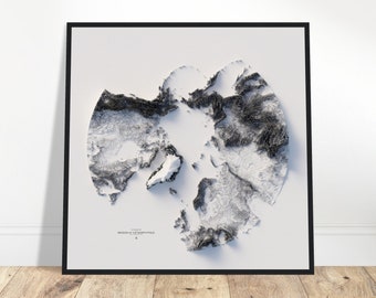 North Pole Elevation Map - Minimalist Landscape Wall Art, Ideal for Home or Office Decoration, Gift for Map Enthusiasts