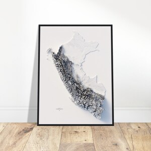Peru Höhenkarte - minimalistisches topografisches Kunstwerk, Druck für Zuhause/Bürowand, Geschenk für Geographie-Begeisterte