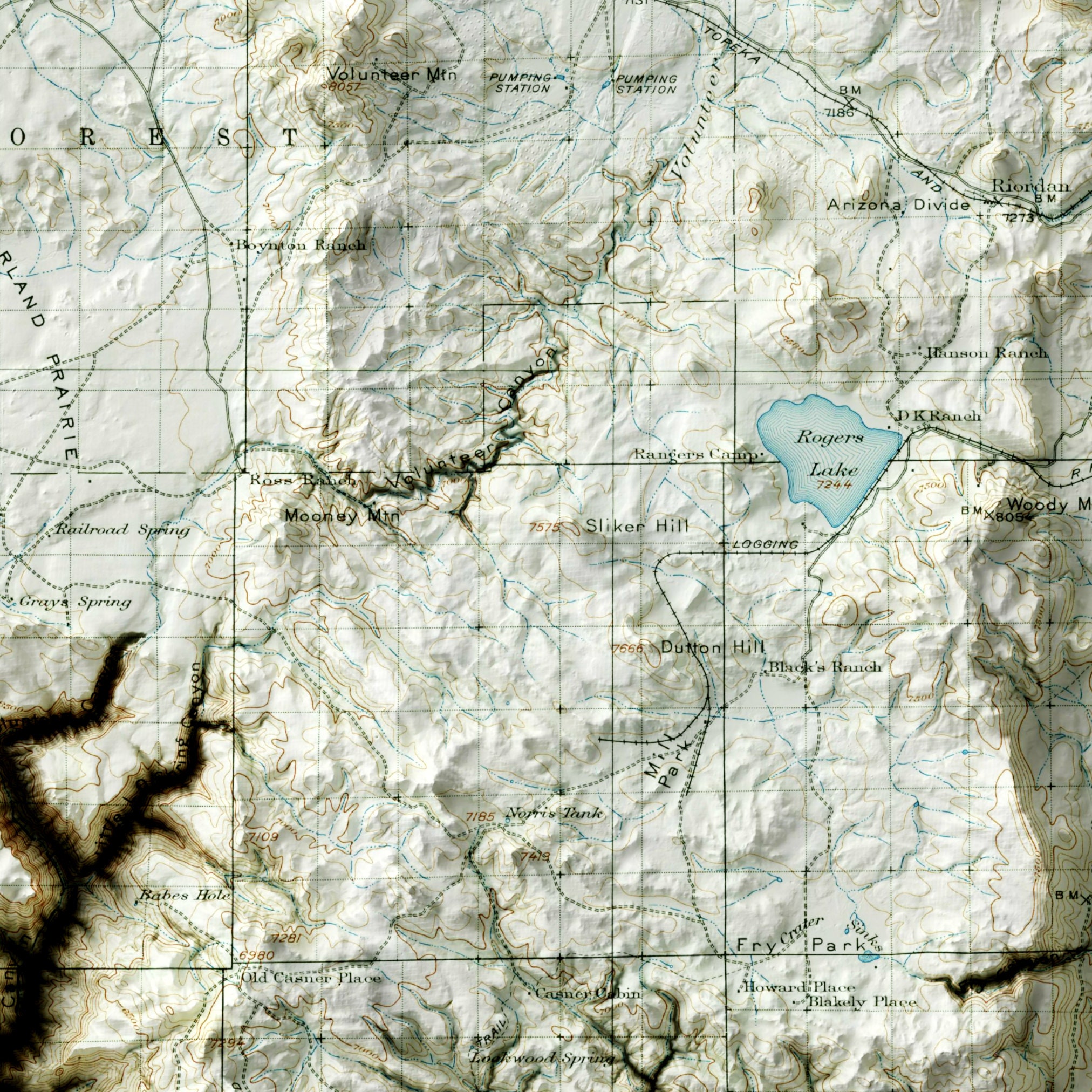 Flagstaff Arizona Map 1908 3D Shaded Relief Archival Etsy
