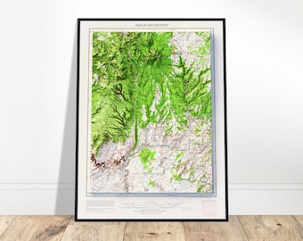 Cortez Colorado Topographic Map – Relief Print, Mesa Verde & San Juan Terrain Map