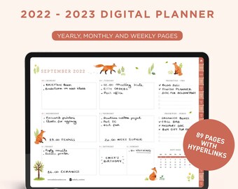 2022 2023 digital planner, digital planner for Goodnotes, 2023 digital planner for ipad, Goodnotes planner, illustrated digital planner