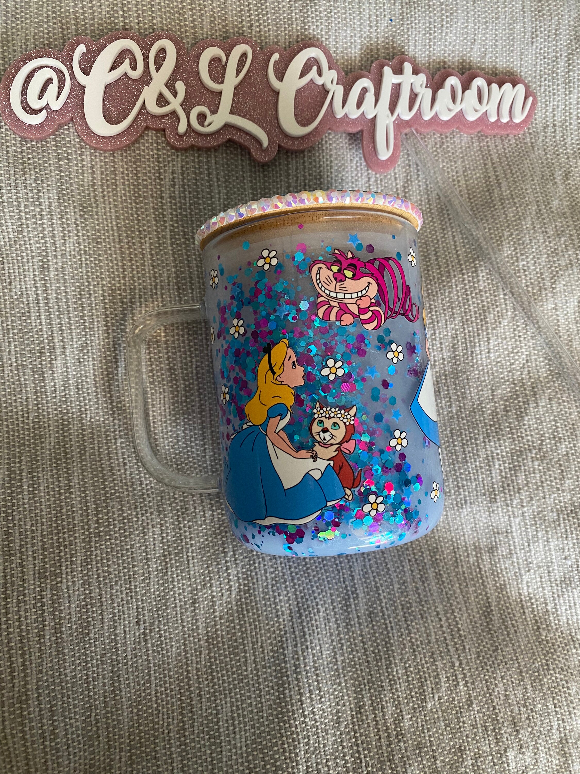 Alice in Wonderland Glass Mug Disney Glass Mug Alice Etsy