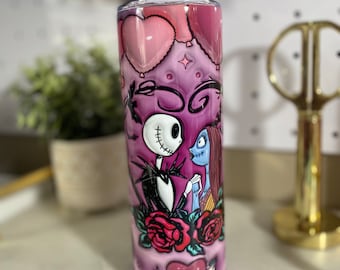 Jack & Sally 20oz skinny Tumbler | Valentine 20oz Drinking Tumbler