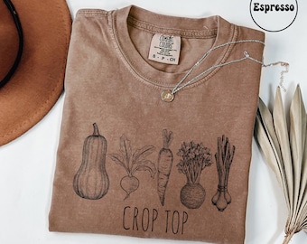 Funny Gardening Shirt, Comfort Colors® Garden Veggies Tee, Plus Size Crop Top, Farmers Market Gift, Soft Vegetable Graphic T-Shirt