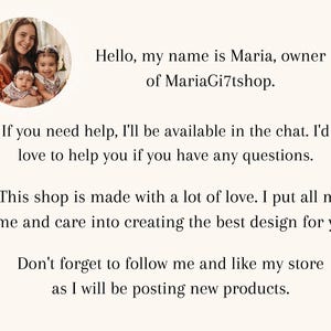 May include: A promotional image with text. The text reads: "Hello, my name is Maria, owner of MariaGi7tshop. If you need help, I'll be available in the chat. I'd love to help you if you have any questions."