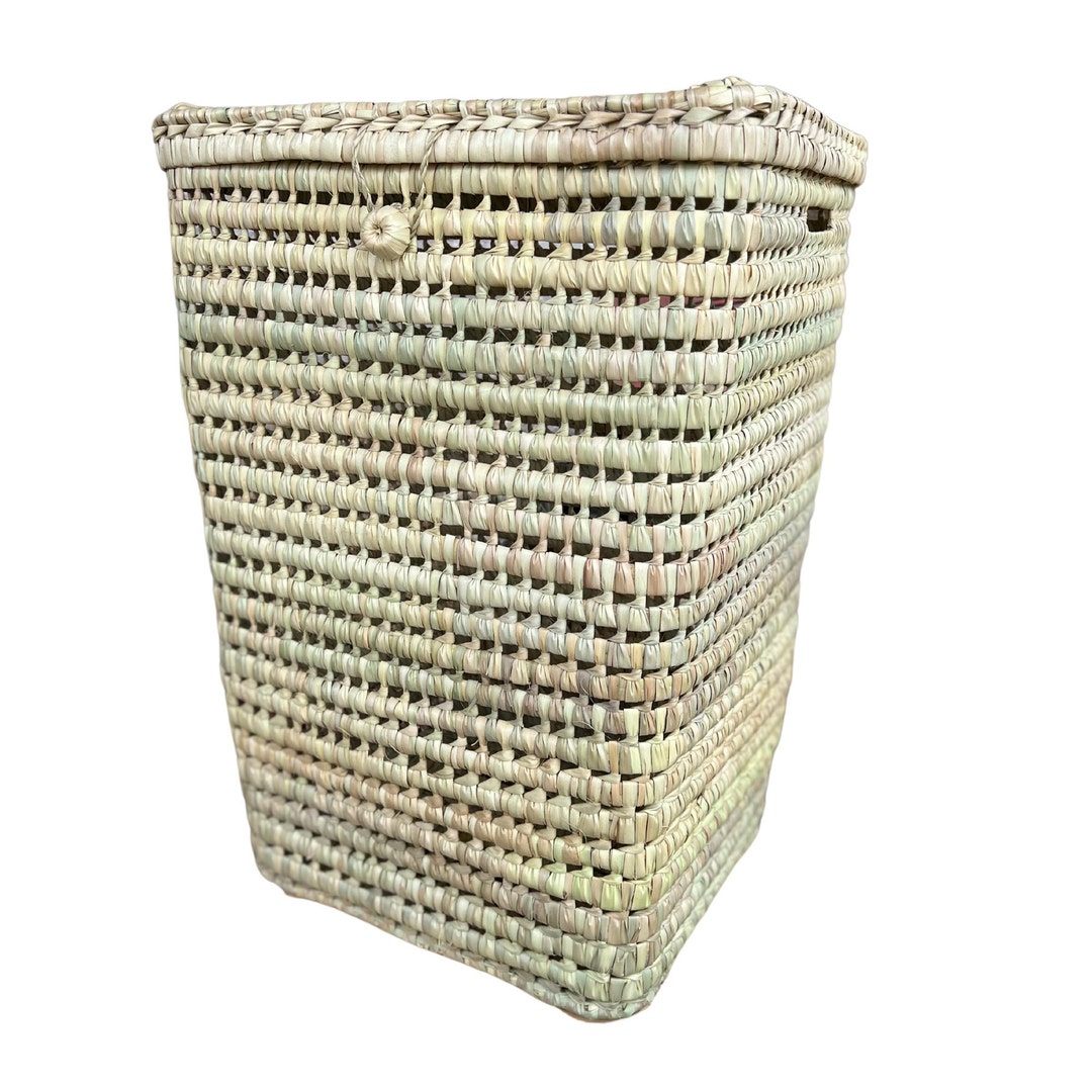 Rectangular Wicker Laundry Basket, Laundry Bin, Flip Top Lid, BOHO Storage Basket, Stylish
