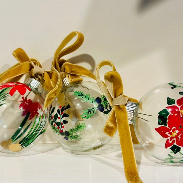 Painted Glass Ornaments Etsy