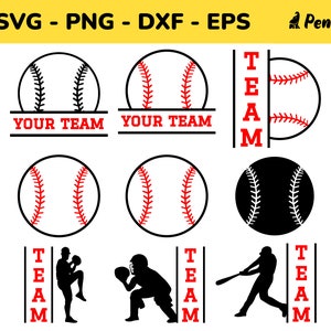 Baseball SVG, Baseball Team SVG, Baseball Monogramm SVG, Split Monogramm, Baseball Spieler Bundle, Baseball geschnitten Dateien für Cricut, geschichtete SVG