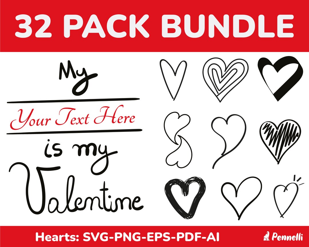 Doodle Hearts SVG Bundle, Heart SVG Bundle, Valentine Svg Bundle ...