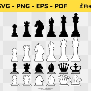 Chess Pieces SVG Bundle, Chess Silhouette, Chess Board Svg, Chess player Svg,  Chess Game Svg, - So Fontsy