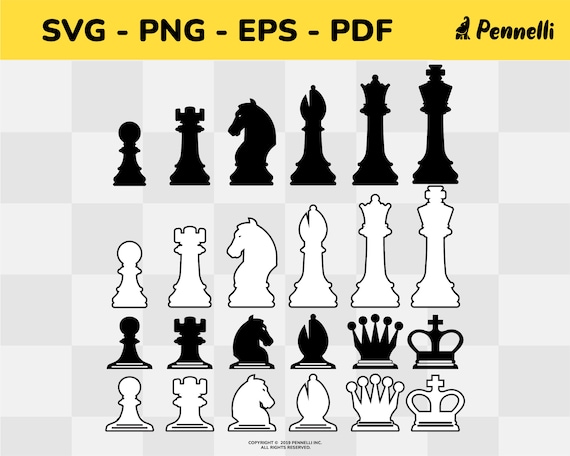 Flat Chess Pieces Design Set Style Simple Illustration Drawing