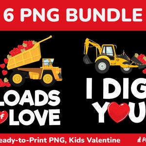 Valentine Truck PNG Bundle, High Quality Graphic to Print on Valentines T-shirts for Toddlers Kids, Digital Download, Valentines Day Bundle