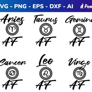 Zodiac SVG Bundle, Zodiac Graphic Gift, Zodiac Sign Svg, Png, Dxf, Eps, Stars Constellations Clipart, Svg Cut Files for Cricut, Silhouette