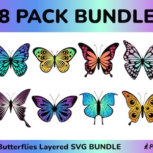 Layered Butterfly SVG Bundle, Butterfly SVG, Butterfly Silhouette, DIY Butterfly Gifts, Butterfly Clipart, Cricut Cut file